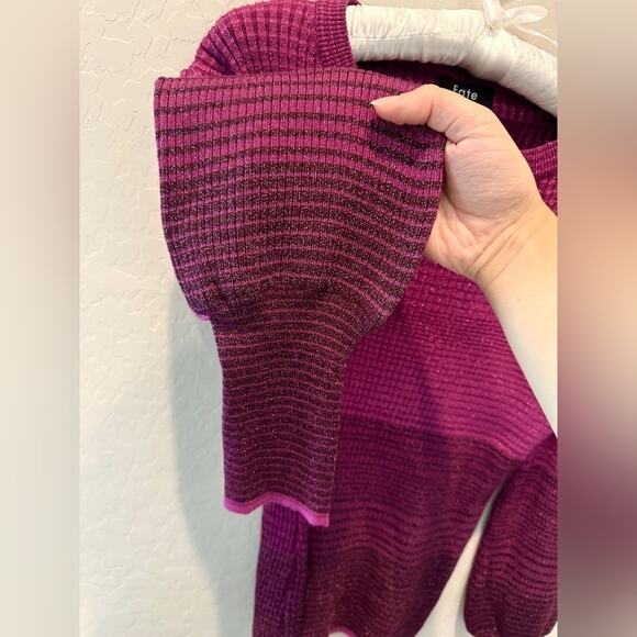 FATE | Purple Ombre Sweater Metallic Knit Waffle Texture Fitted NWT | Size XL - Picture 4 of 9